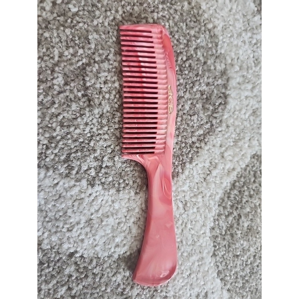Vintage Ace Hair Salon Comb Red Pink Marble Color Unbreakable Handle